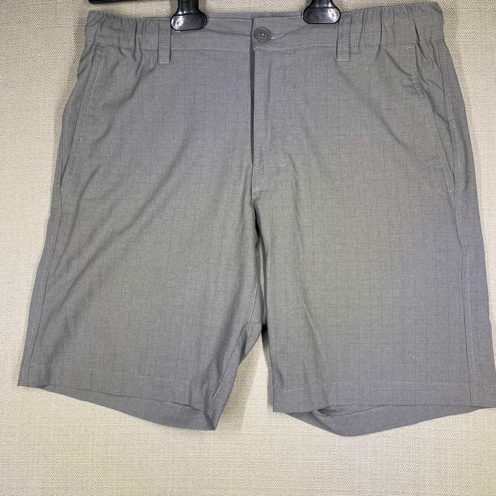 RVCA All-Time Grey Hybrid Shorts Mens 29 Elastic Waist Micro Check Performance